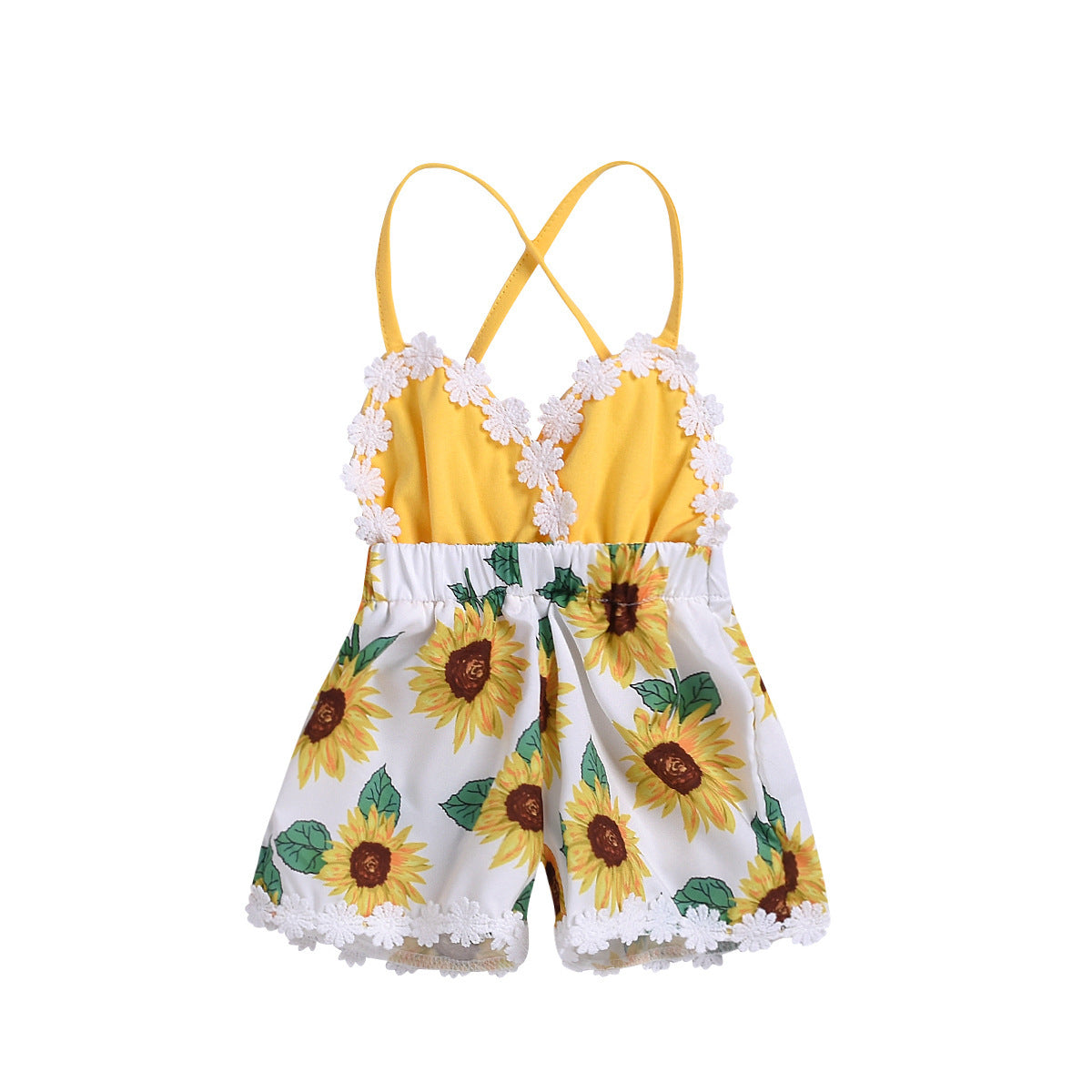 Ropa para niños Monos para bebés y niñas Mono de encaje con tirantes de girasol para niños