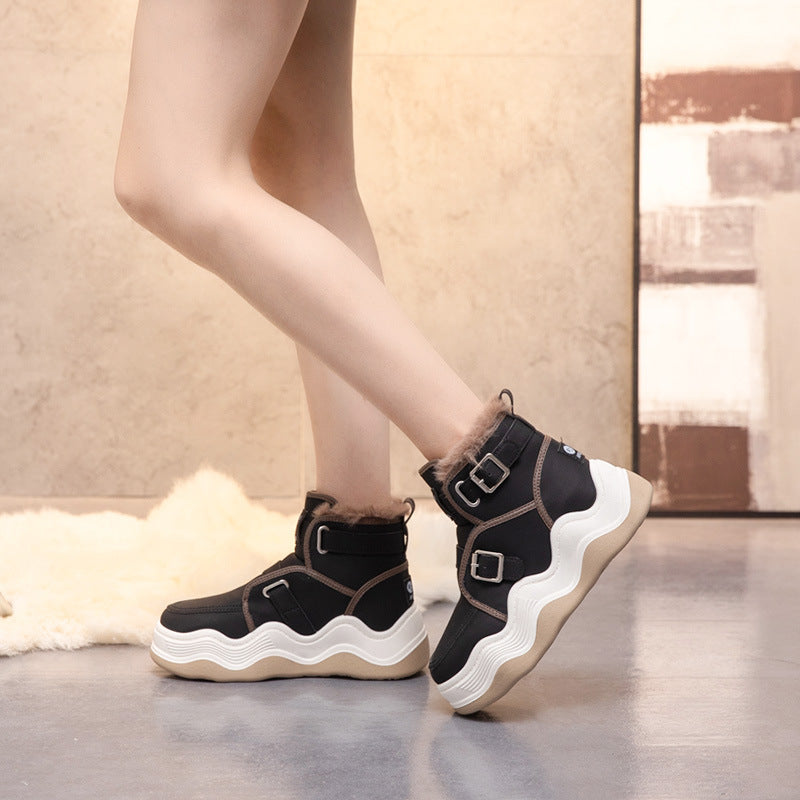 Chaussures d'ascenseur à fond épais en coton et laine, haut de sport pour étudiants