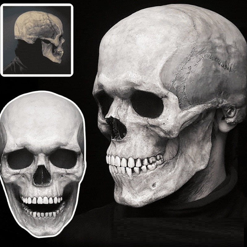 Masque de crâne complet, casque avec mâchoire mobile, squelette 3D, masque d'horreur, Costume de Cosplay pour adultes