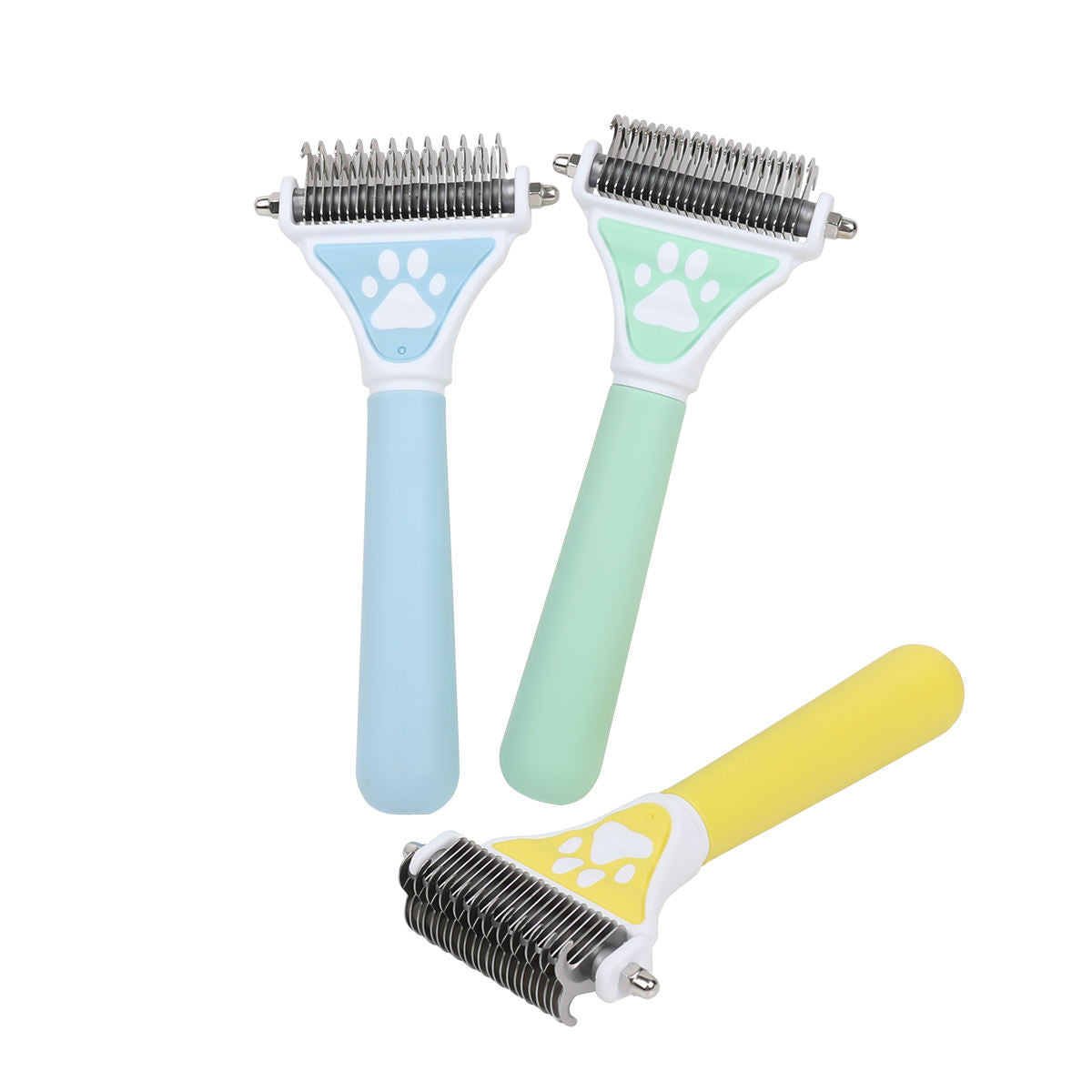 Brosse pour chien - Épilateur double face pour poils d'animaux - Peigne à nœud ouvert - Outil de démêlage pour chien - Épilateur double face pour chats et chiens - Râteau de toilettage pour sous-poil pour la perte
