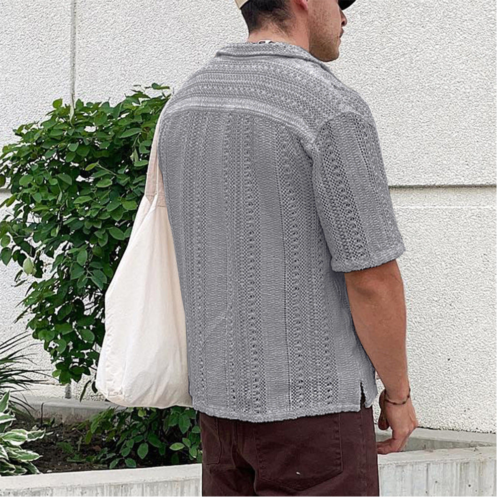European And American Leisure Knitted Cardigan Summer Cool Hollow Short Sleeve
