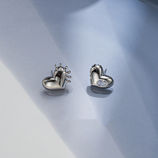 Pendientes Corazón Irregular Aguja de Plata 925