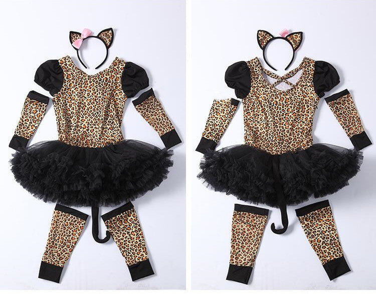 Disfraz de Halloween para niños, disfraz de gato leopardo para niñas, ropa