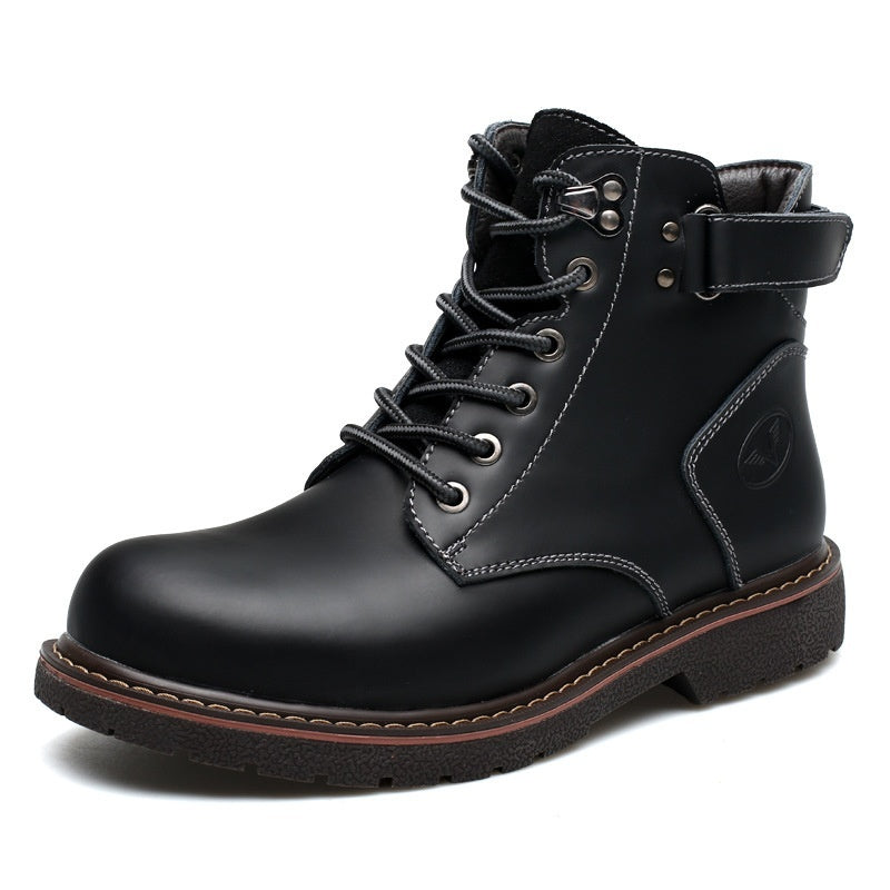 Bottes Martin doublées en polaire pour hommes britanniques, mi-hautes décontractées