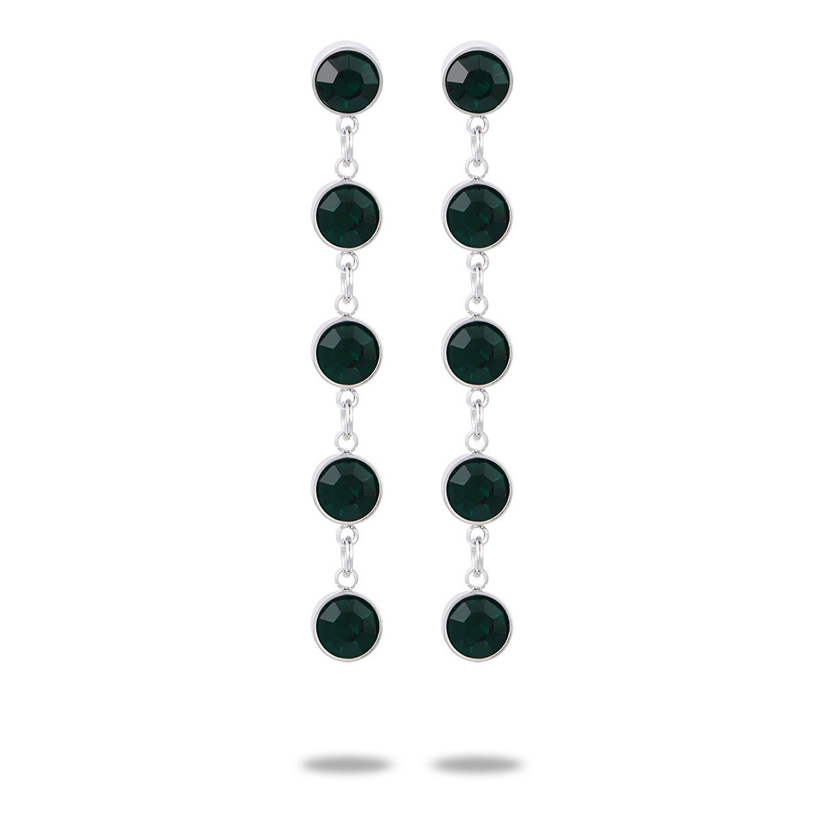 Boucles d'oreilles en acier titane avec pompon en Zircon de couleur pour femmes