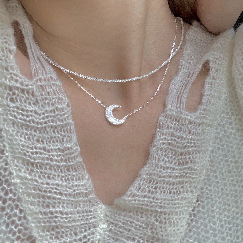 Whole Body 925 Silver Moon Necklace French Entry Lux