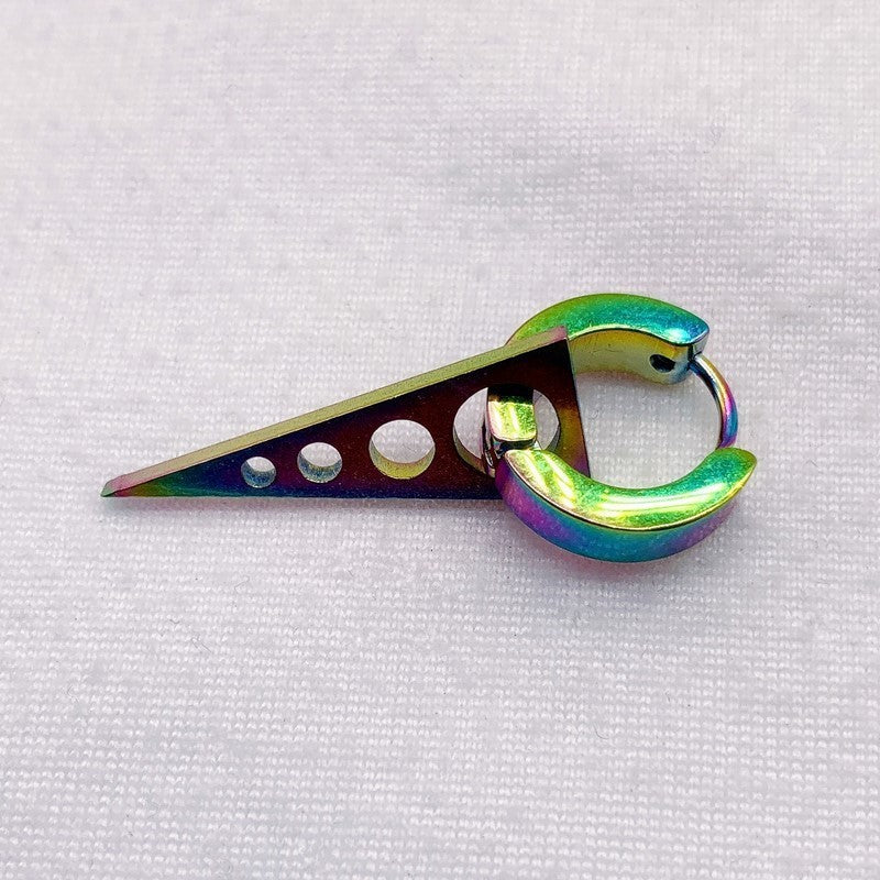 Boucles d'oreilles à pampilles en acier titane, Punk Hip Hop Triangle, Clip d'oreille Non perçant