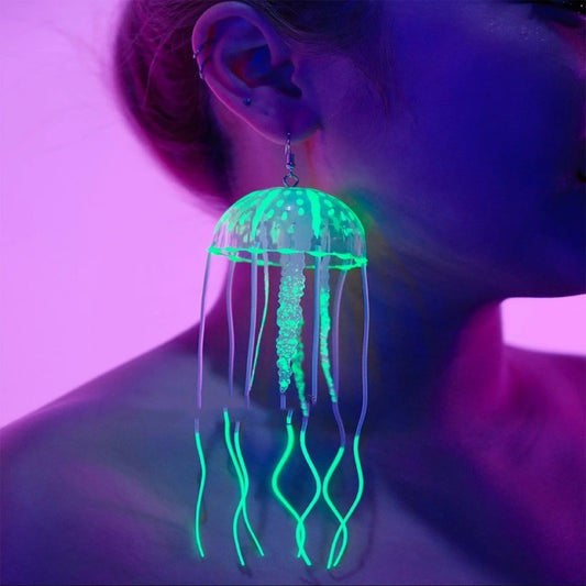 Boucles d'oreilles de fête à pampilles de méduses fluorescentes