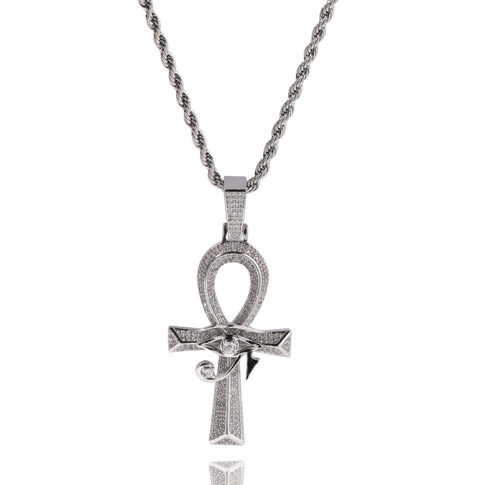 Oeil d'Horus Anhe croix cuivre incrusté Zircon Vintage à la mode Unique collier