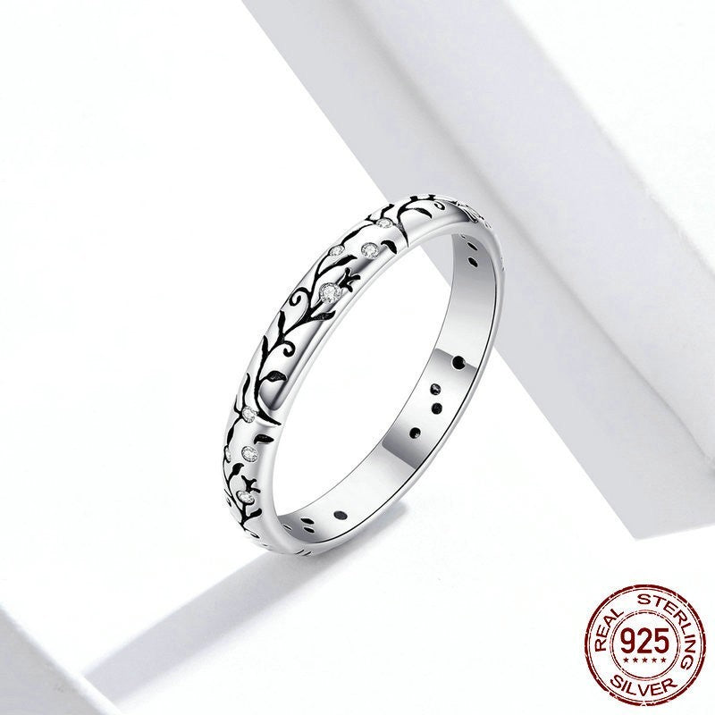 Anillo de vid vintage de plata de ley S925