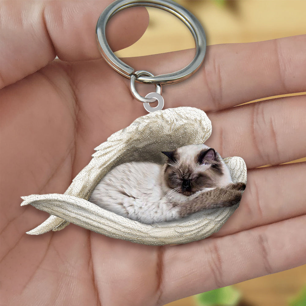 New Unique Dogs And Cats Sleeping Angel Pendant Car Key Ring