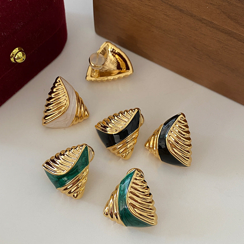Boucles d'oreilles triangulaires à motif géométrique pour femmes