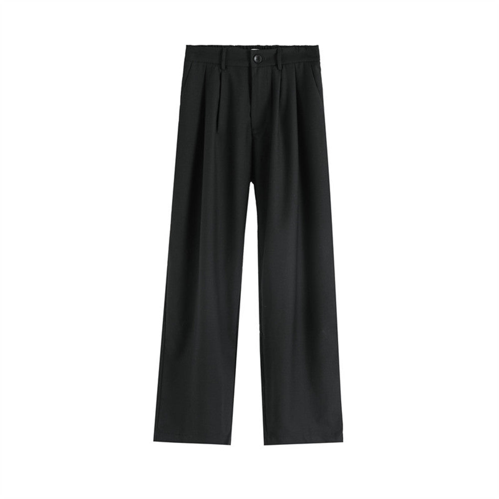 Men's Casual Simple Straight All-match Pleating Loose Long Pants