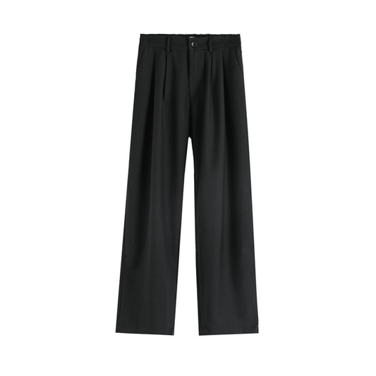 Men's Casual Simple Straight All-match Pleating Loose Long Pants