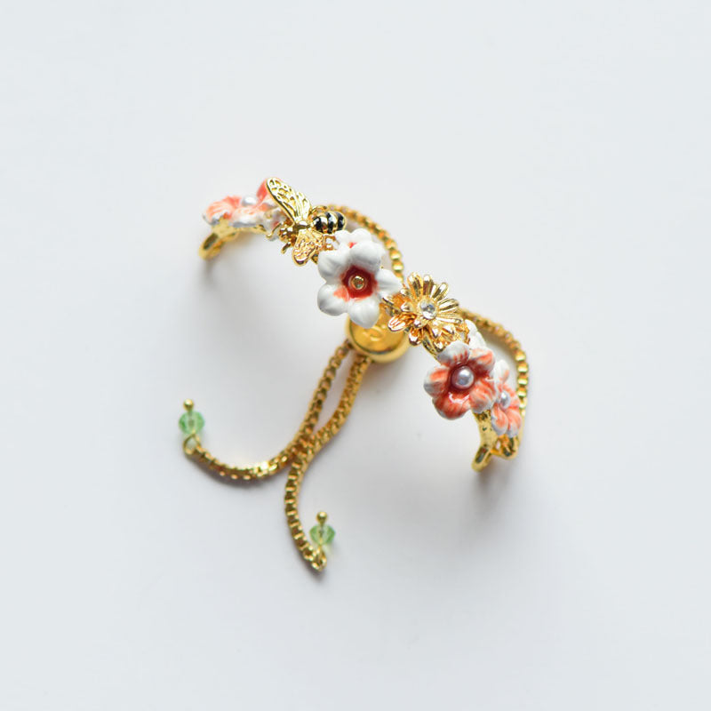Boucles d'oreilles douces et romantiques en forme d'abeille et de fleur pour femme
