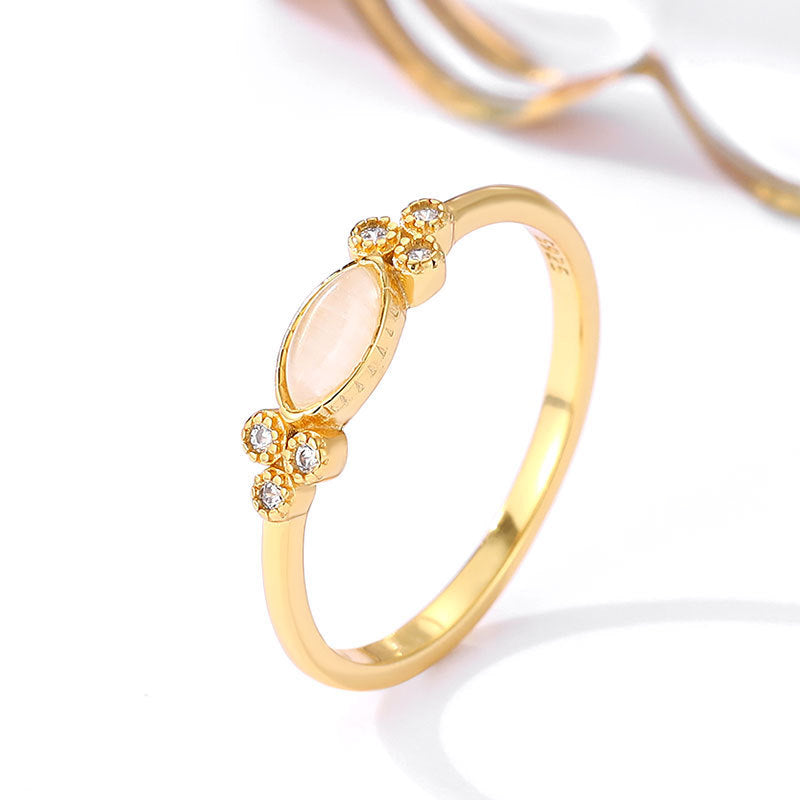 Anillo de mujer de plata de ley 925 chapado en oro de 18 quilates