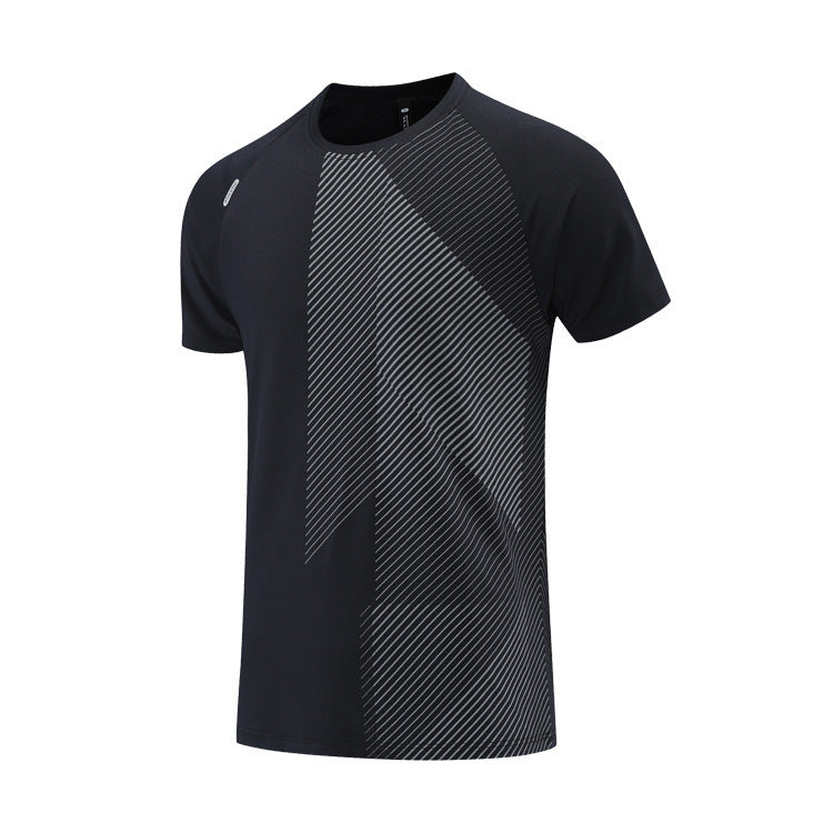 Thermal Transfer Printing Dark Grain Ice Silk Breathable Fitness Short Sleeve