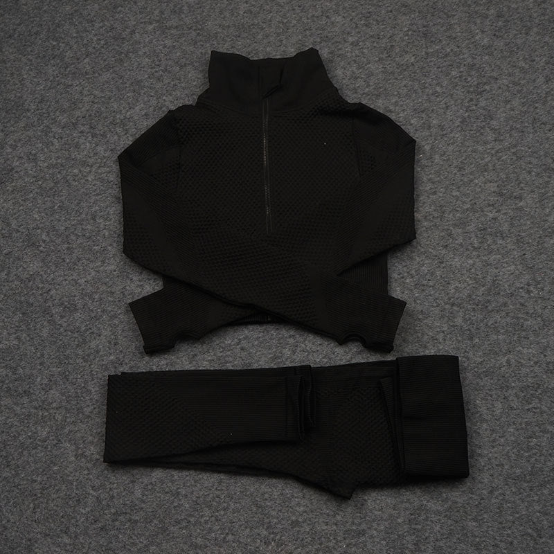 Costume de yoga de sport de pantalon de fitness extensible trois pièces