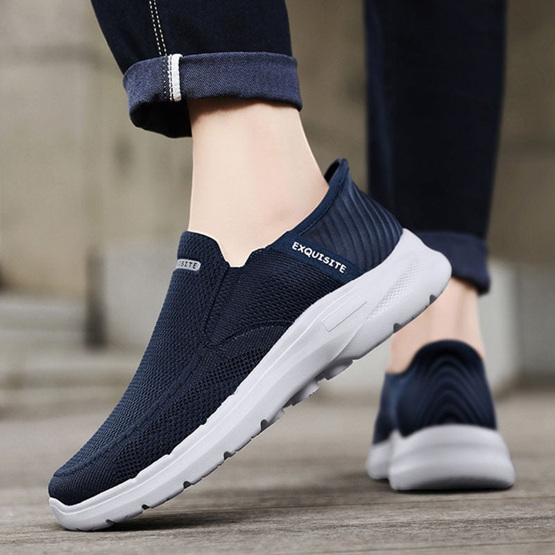 Mocassins Lofter à enfiler de grande taille pour hommes, chaussures décontractées respirantes en maille tissée à la mouche