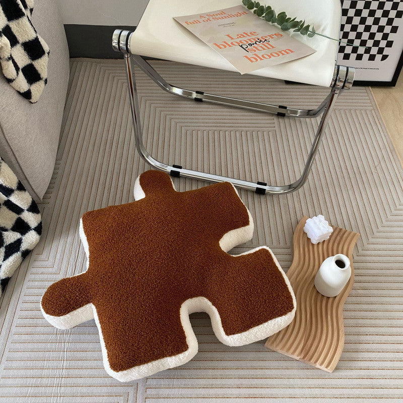 Oreiller en forme de Puzzle créatif en peluche, coussin moderne épissable, coussin de taille pour salon, décoration de la maison