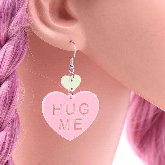 Mode amour lettre saint valentin cadeau mignon acrylique boucles d'oreilles bijoux