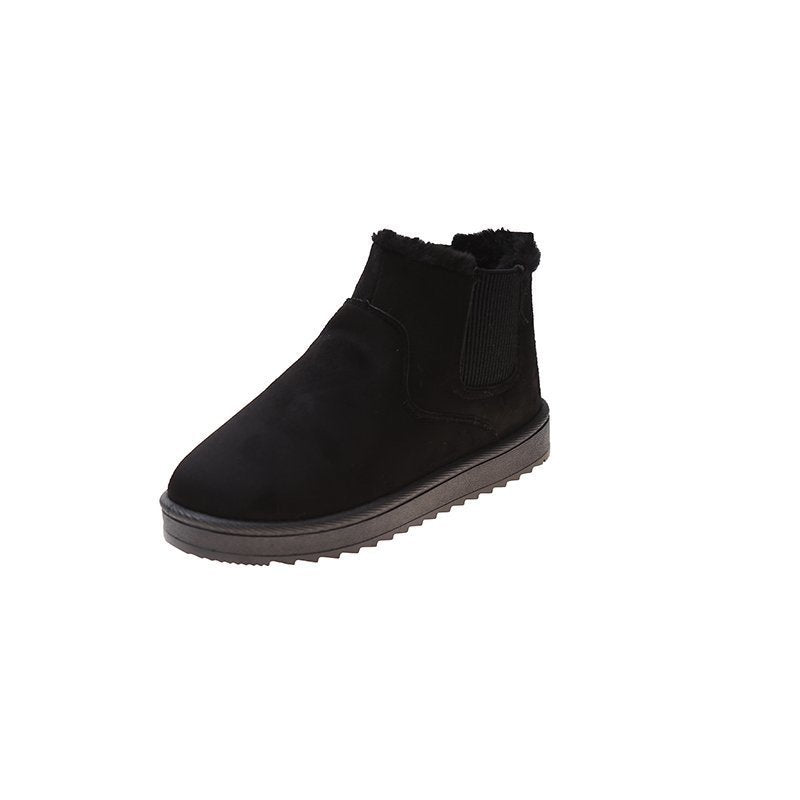 Bottes de neige pour femmes mode velours rembourré épais plat