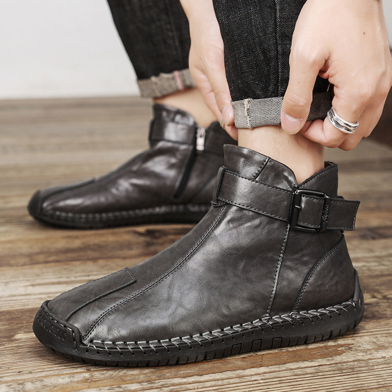 Commerce extérieur transfrontalier chaud en cuir véritable haut décontracté bottes en cuir pour hommes