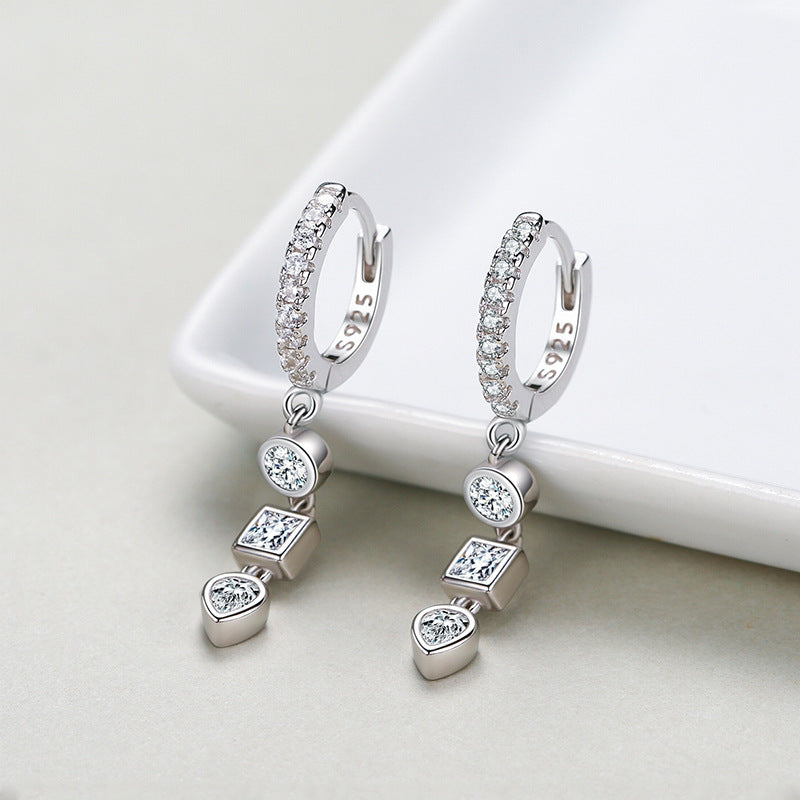 Boucles d'oreilles en Zircon à motif géométrique pour femmes