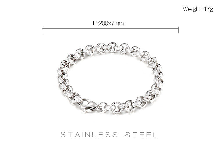Bracelet pour homme en acier titane avec chaîne à surface multi-coupe