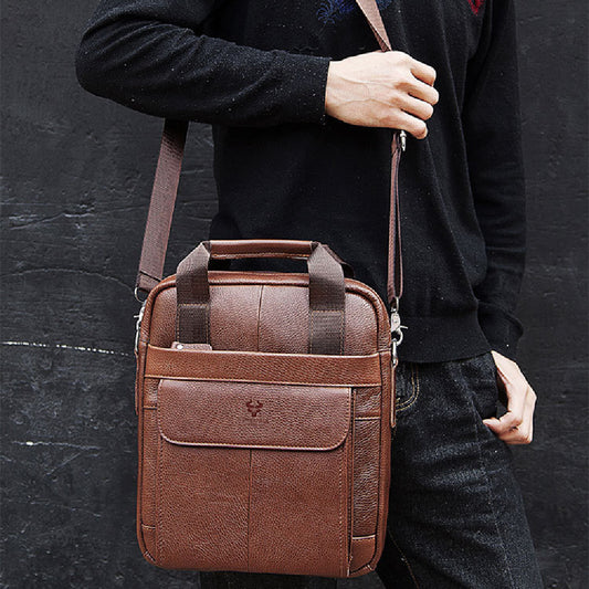 Sac messager d'affaires en cuir véritable pour hommes Hummer Business Commute