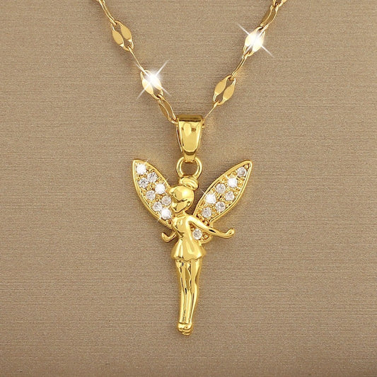 Angel Pendant Titanium Steel Necklace
