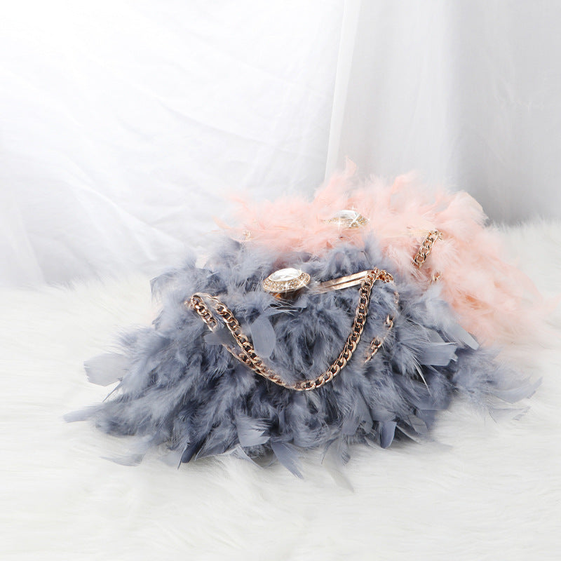 Sac messager de soirée en chaîne incrusté de strass Dinner