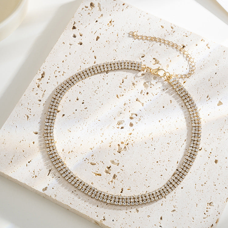 Collier avec chaîne de clavicule et diamants pour femmes, ne se décolore pas