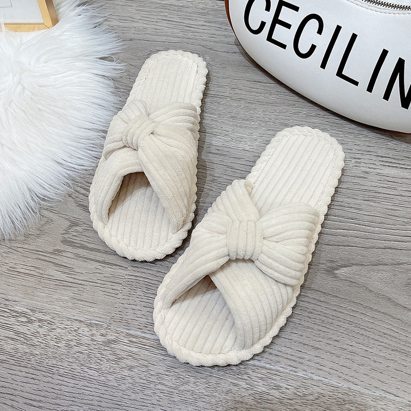 Pantoufles confortables en coton et lin à fond mou d'intérieur, jolie maison