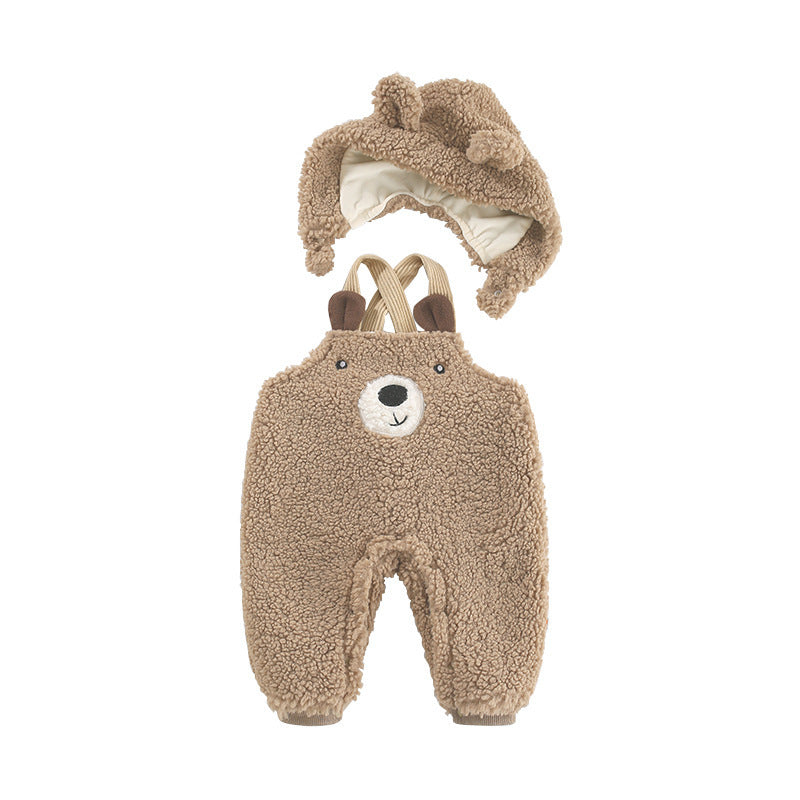 Combinaison bébé automne et hiver, vêtements en velours pour bébé, bretelles ours
