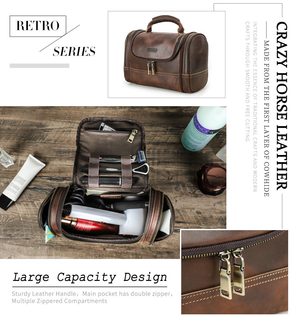 Sac multi-entraînement en cuir de vache vintage, pochette portable
