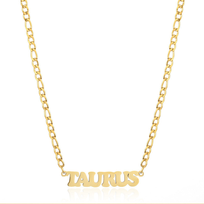 New 304 Stainless Steel 18K Gold Simple Twelve Constellations Necklace