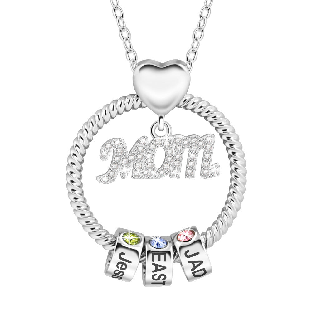 Collier en pierre de 12e anniversaire avec diamant gravé pour femme