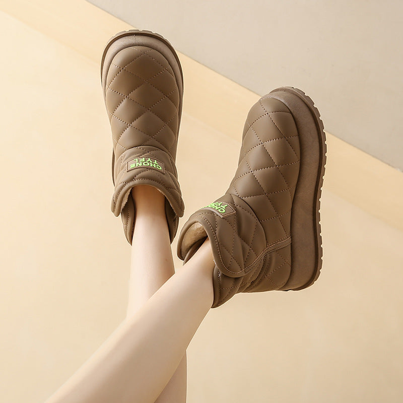 Bottes de neige montantes doublées de polaire Chaussures décontractées rembourrées en coton