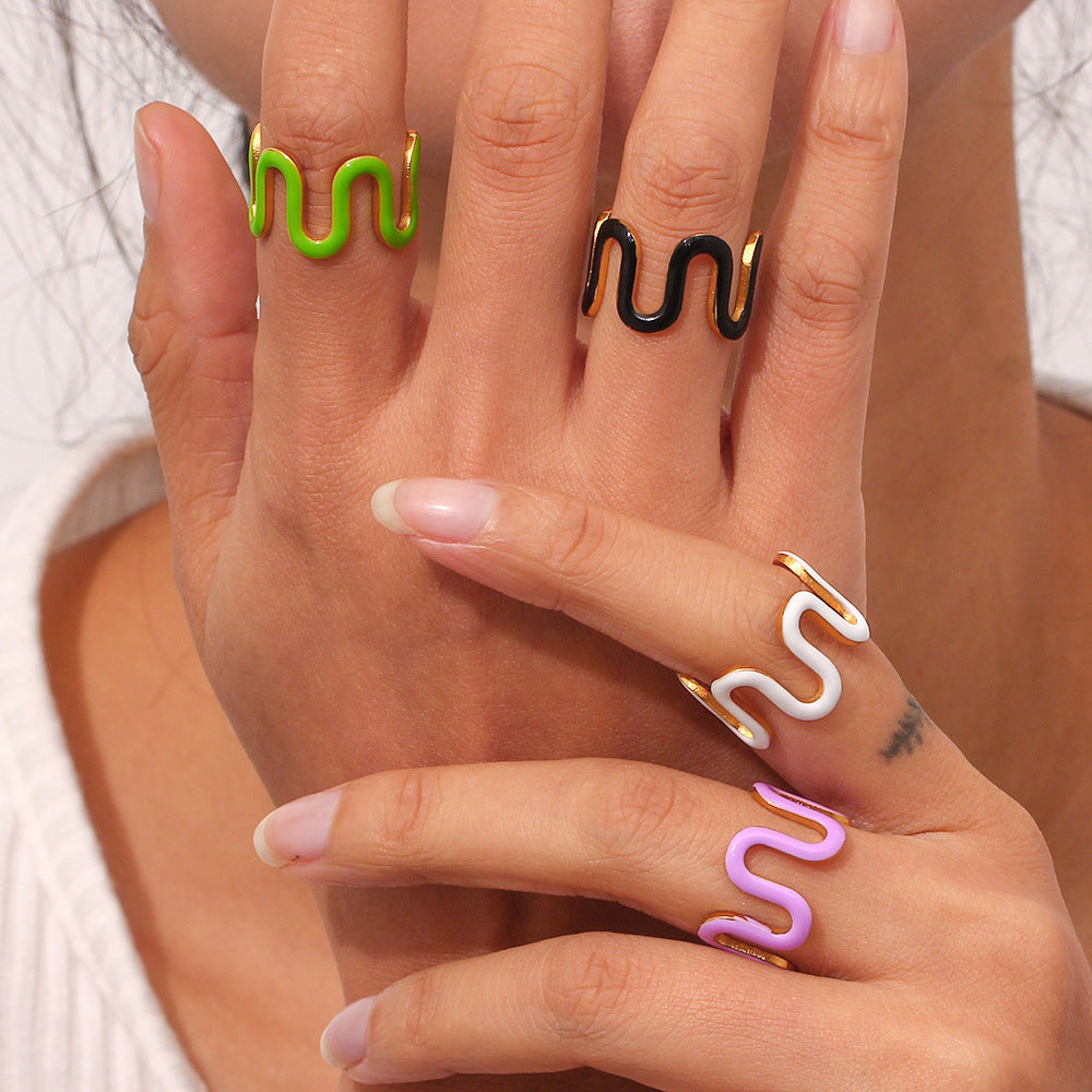 Simple Color Dripping Oil Fashion Ring