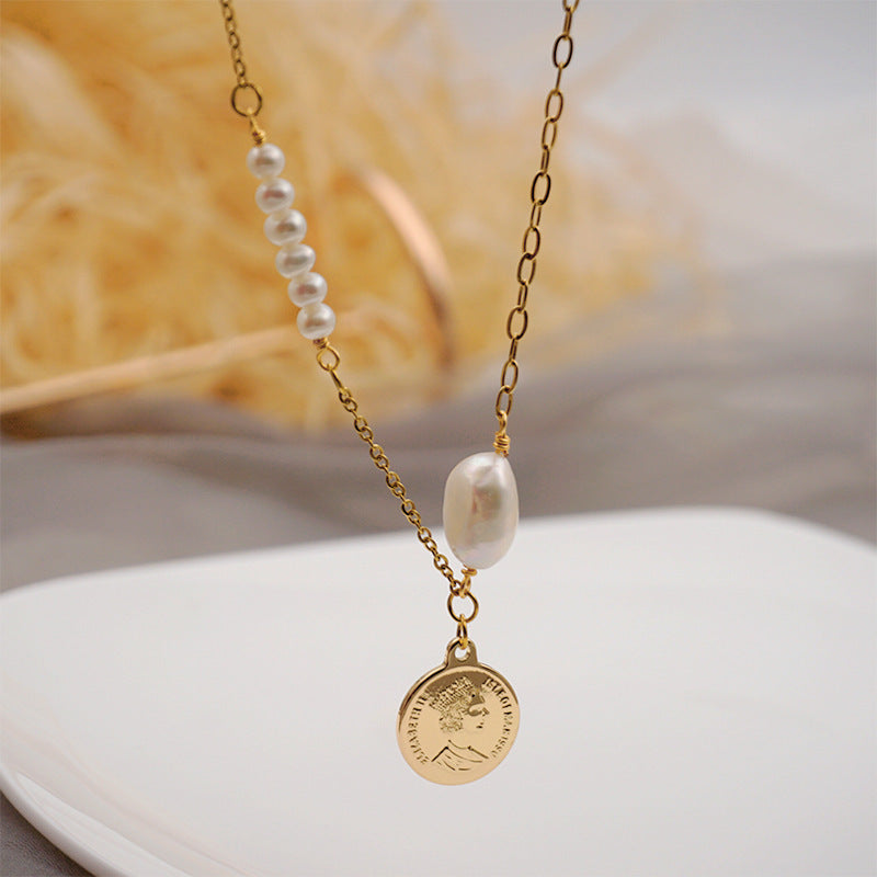 Cadena de clavícula con perlas de personalidad para mujer