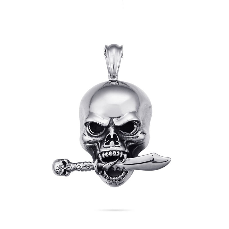 Collier Punk européen et américain pour hommes, pendentif crâne en acier titane exagéré, dominateur