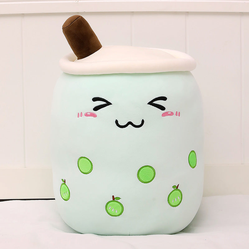 Peluche de boisson aux fruits, mignonne, douce, fraise, lait, thé, tasse de thé Boba, jouet bulle de thé, oreiller, coussin, cadeau pour enfants