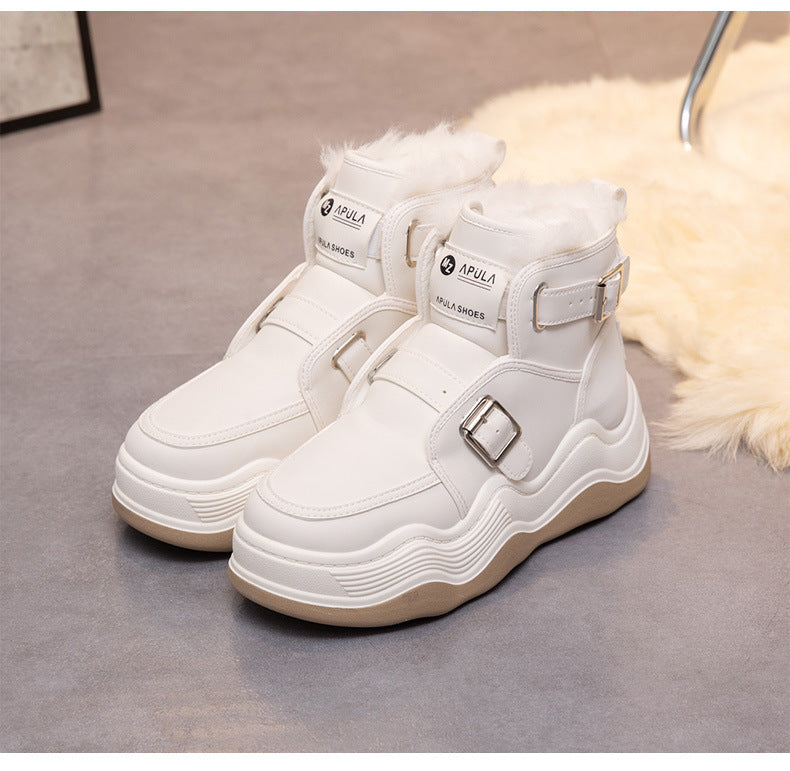 Chaussures d'ascenseur à fond épais en coton et laine, haut de sport pour étudiants