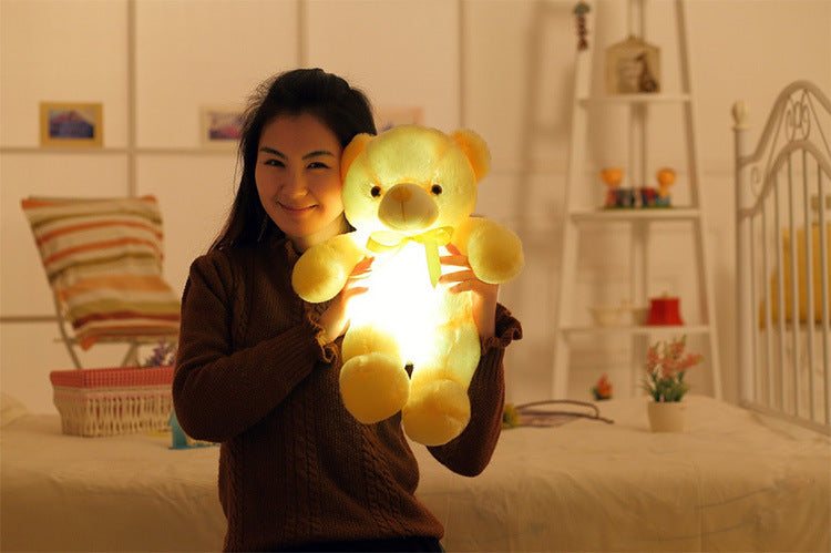 Créatif éclairage LED ours en peluche animaux en peluche jouet coloré brillant cadeau de noël pour enfants oreiller
