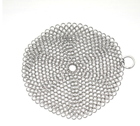 Nettoyeur de fonte en acier inoxydable argenté, épurateur de cotte de mailles, ustensiles de cuisine domestiques, nettoyage pour poêles, poêles à gril