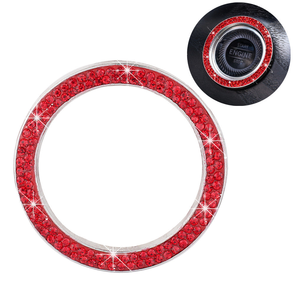 Diamond-encrusted Car One-button Start Decorative Ring  Stickers Women