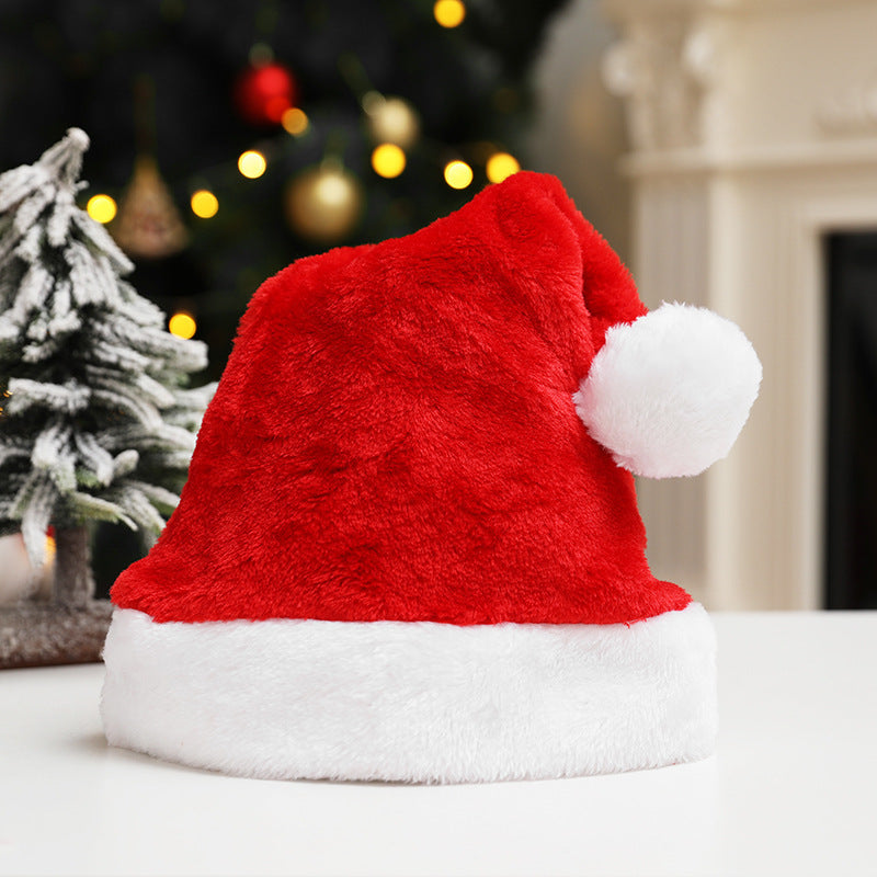 Produits de noël, chapeau de père noël en velours Dense, court en peluche, nouveau chapeau de noël Super doux