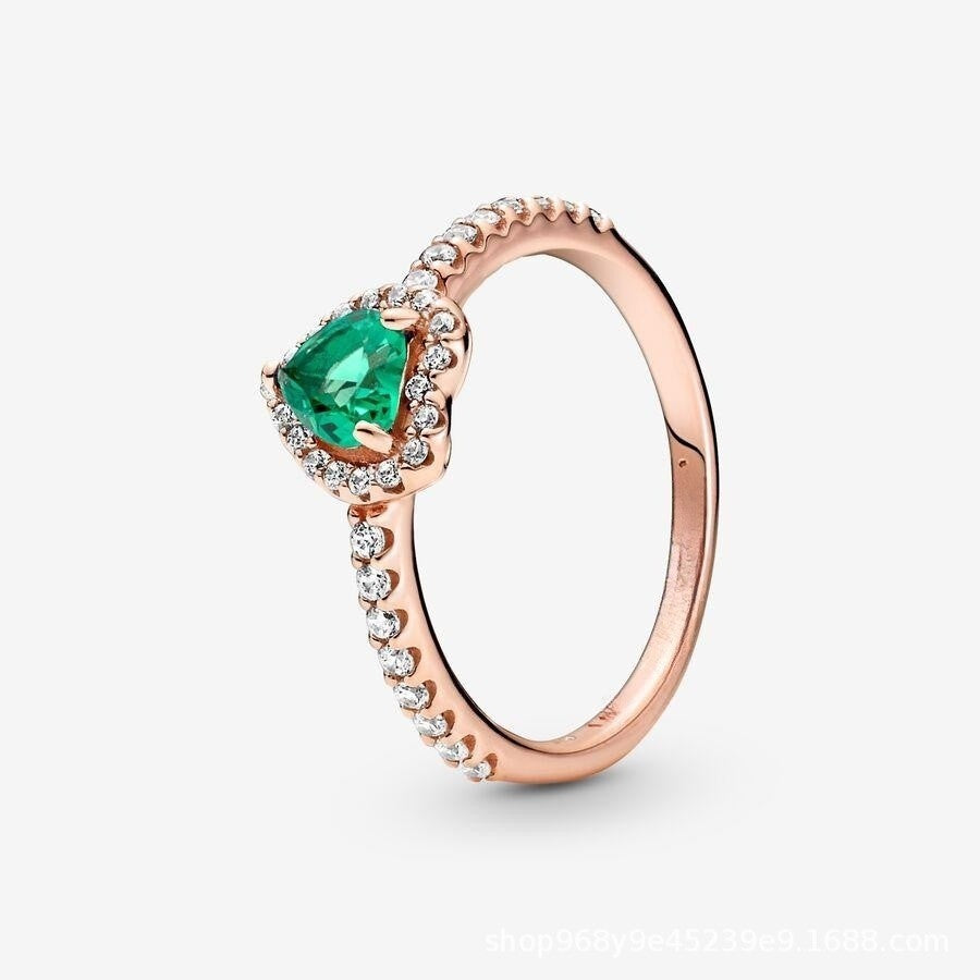 Bague coeur rouge en argent sterling rubis