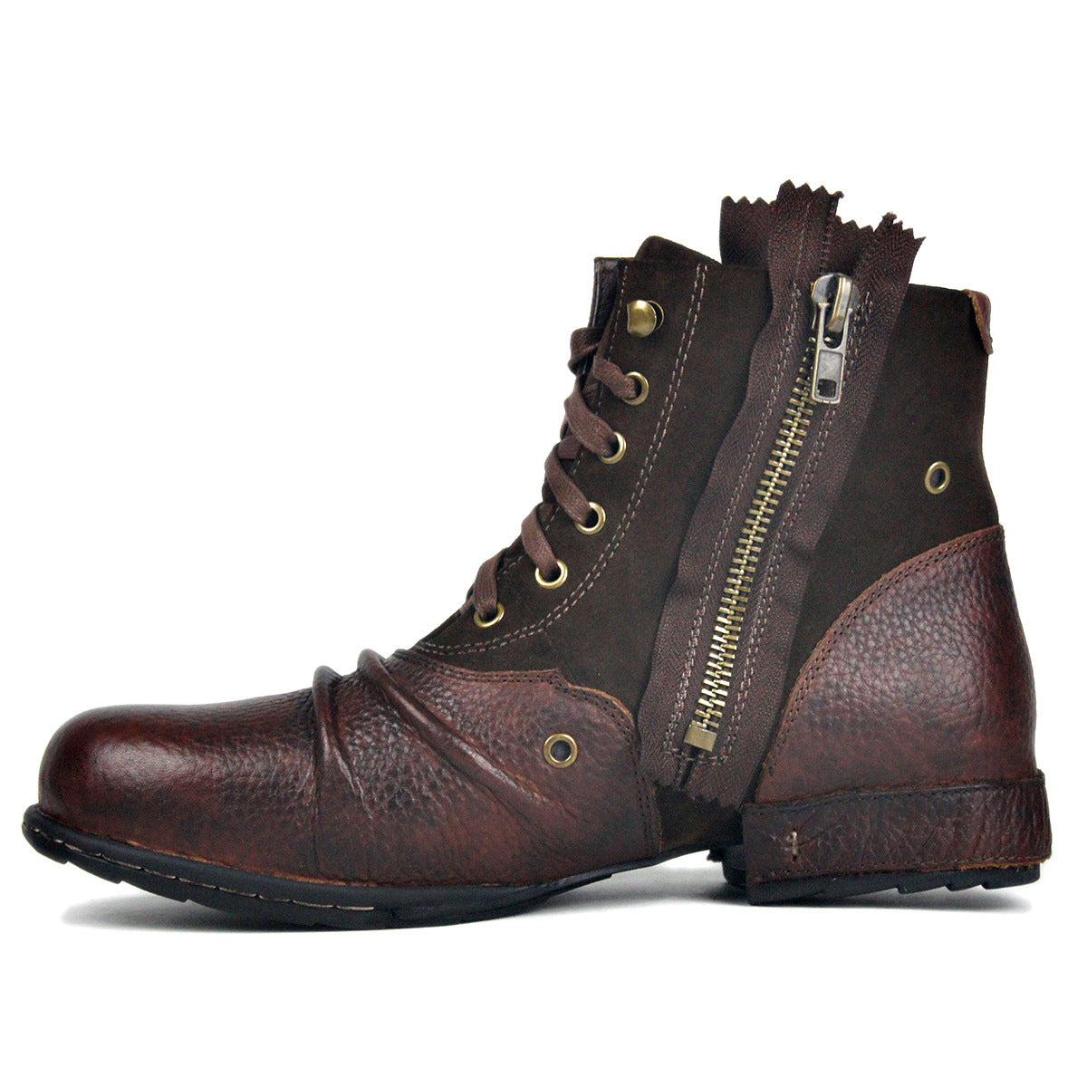 Bottes montantes en cuir pour hommes, grande taille